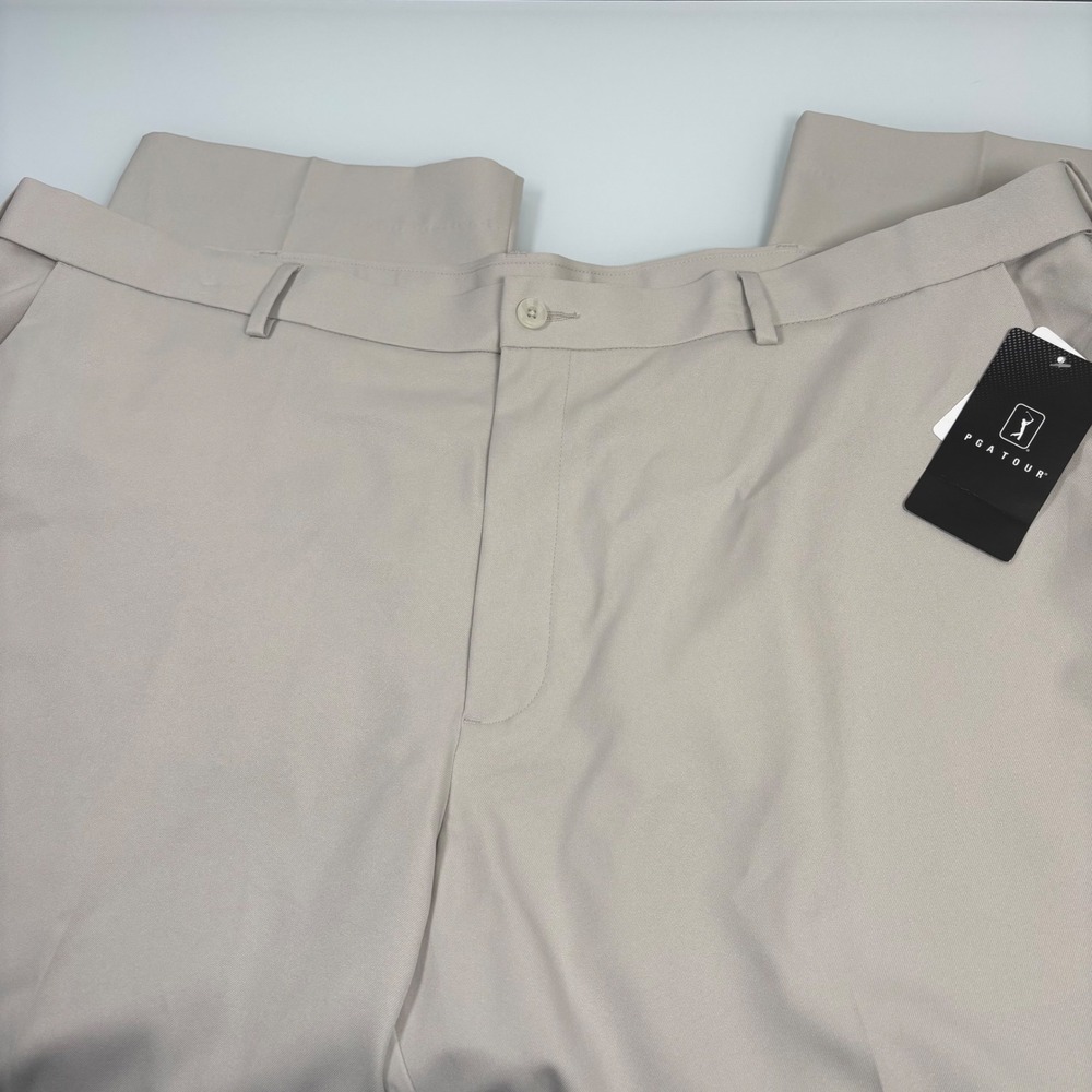 PGA Tour Mens 44x30 Silver Cloud Golf Pants New Expandable Waistband